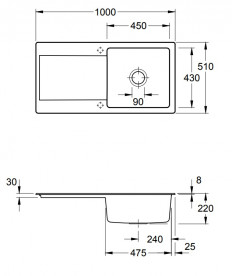 Мойка для кухни Villeroy & Boch Siluet 60 100х51 см керамика timber 333602TR
