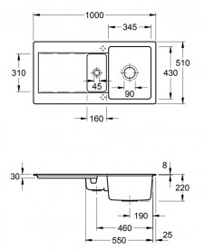 Мийка для кухні Villeroy & Boch Siluet 60 R 100х51 см кераміка ebony 333701S5