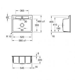 Мойка для кухни Villeroy & Boch Siluet 60 S flat 58х49 см керамика stone white 33461FRW