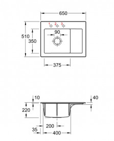 Мийка для кухні Villeroy & Boch Subway 45 Compact 65х51 см чаша зліва кераміка graphite 331202i4
