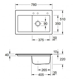 Мийка для кухні Villeroy & Boch Subway 45 78х51 см чаша справа кераміка chromit 671401J0