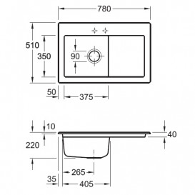 Мойка для кухни Villeroy & Boch Subway 45 78х51 см чаша слева керамика chromit 677202J0