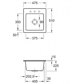 Мийка для кухні Villeroy & Boch Subway 45 XS 47,5х51 см кераміка stone 678102SL
