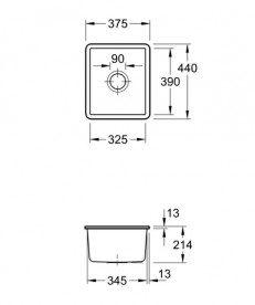Мойка для кухни Villeroy & Boch Subway 45 SU 37,5х44 см под столешницу керамика graphite 332402i4