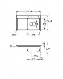 Мийка для кухні Villeroy & Boch Subway 45 Flat 74,5х47,5 см чаша справа кераміка ivory 67142FFU
