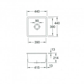 Мойка для кухни Villeroy & Boch Subway 50 SU 44х44 см под столешницу керамика stone 332502SL