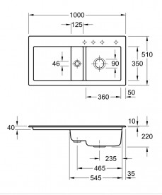Мийка для кухні Villeroy & Boch Subway 60 100х51 см чаша справа кераміка graphite 671201i4
