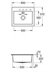 Мойка для кухни Villeroy & Boch Subway 60 S 60х51 см керамика graphite 330901i4