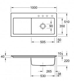 Мойка для кухни Villeroy & Boch Subway 60 XL 100х51 см чаша справа керамика stone 671902SL