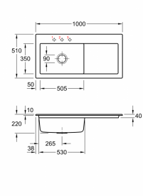Мийка для кухні Villeroy & Boch Subway 60 XL 100х51 см чаша зліва кераміка stone white 671802RW