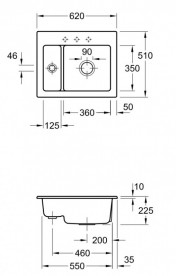 Мойка для кухни Villeroy & Boch Subway 60 XM 62х51 см керамика stone 678002SL