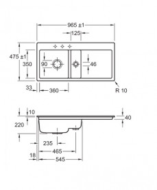 Мойка для кухни Villeroy & Boch Subway 60 Flat 96,5х47,5 см чаша слева керамика graphite 67701Fi4