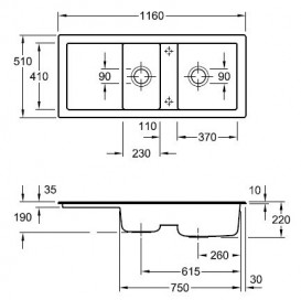 Мойка для кухни Villeroy & Boch Subway 80 116х51 см керамика snow white 672602KG