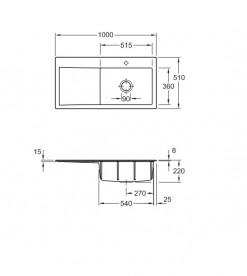 Мийка для кухні Villeroy & Boch Subway Style 60 100х51 см чаша справа кераміка graphite 336102i4