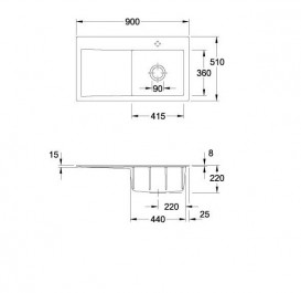 Мойка для кухни Villeroy & Boch Subway Style 50 90х51 см чаша справа керамика snow white 335101KG
