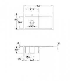 Мийка для кухні Villeroy & Boch Subway Style 50 90х51 см чаша зліва кераміка chromit 335202J0