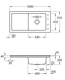 Мойка для кухни Villeroy & Boch Timeline 60 100х51 см керамика stone 679002SL