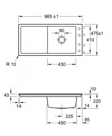 Мийка для кухні Villeroy & Boch Timeline 60 Flat 96,5х47,5 см кераміка graphite 67902Fi4