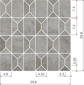 Мозаїка Paradyz Universal Mosaic Grys Industrial 29,8х29,8 см M-C-298X298-1-UNIW.GRIND