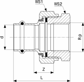 Муфта диэлектрическая Viega Sanpress 2267 с SC‑Contur d42хRp1½ кремниевая бронза 469535