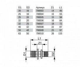 Муфта сполучна редукційна Tece TECEflex 25х16 латунь 706504