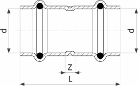 Муфта Viega Sanpress Inox 2315 з SC-Contur d22 нержавіюча сталь 436179