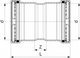 Муфта Viega Sanpress Inox G 0215XL з SC-Contur d108 нержавіюча сталь 578572