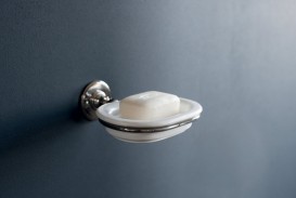 Мыльница для ванной Burlington с крепление к стене латунь/керамика хром/белый A1 CHR