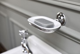 Мыльница для ванной Burlington с крепление к стене латунь/керамика хром/белый A1 CHR