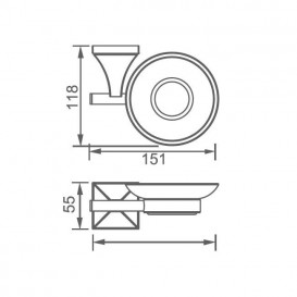 Мильниця для ванної Devit Classic підвісна з тримачем хром/скло прозоре 6020151