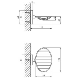 Мыльница для ванной Kroner KRM Elbe-ACC2902-1 с держателем хром CV022850