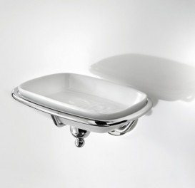 Мыльница для ванной с держателем Lineabeta Venessia керамика/латунь белый/хром 52902.29