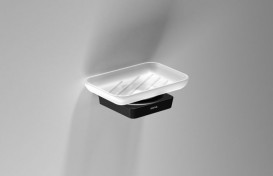 Мыльница для ванной Sonia S6 Black настенная белый/чёрный 166459