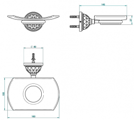 Мильниця для ванної THG Najem настінна матове скло/золото G17 H44 00500