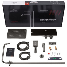 Набір 2 в 1 душова система Kroner Armada-GRP066 + змішувач для раковини Graz-GRP010 графіт CVS30165