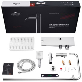 Набор 2 в 1 душевая система Kroner Armada-W066 + смеситель для раковины Armada-C010 хром/белый CVS30222