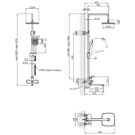 Набор 2 в 1 душевая система Kroner Armada-GRP067 + смеситель для раковины Makon-GRP010 графит CVS30227