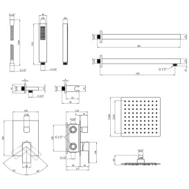 Набор 2 в 1 душевая система Kroner Edelstahl Kubus-SCH082 + смеситель для раковины Edelstahl Kubus-SCH010-3 черный CVS30178