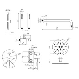 Набор 2 в 1 душевая система Kroner Edelstahl Klassisch-ESG082 + смеситель для раковины Edelstahl Klassisch-ESG010 никель CVS30205