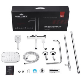 Набір 2 в 1 душова система Kroner Essen-W063 + змішувач для раковини Essen-W010 хром/білий CVS30217