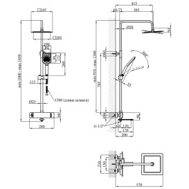 Набор 2 в 1 душевая система Kroner Makon-C063 + смеситель для раковины Makon-C010 хром CVS30225