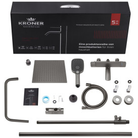 Набір 2 в 1 душова система Kroner Makon-GRP063 + змішувач для раковини Makon-GRP010 графіт CVS30226