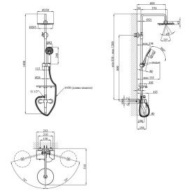 Набір 3 в 1 душова система Kroner Armada-C064K + змішувач Hagen-C010 + душ гігієнічний Bidet-C082 хром CVS30212
