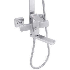 Набор 3 в 1 душевая система Kroner Edelstahl Kubus-ESG063 + смеситель Edelstahl Kubus-ESG010 + трап Harz S60 никель CVS30174