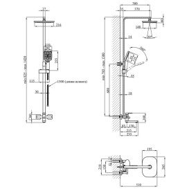 Набор 3 в 1 душевая система Kroner Edelstahl Kubus-SCH063 + смеситель Edelstahl Kubus-SCH010 + гигиенический душ SCH052 черный CVS30184