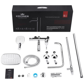 Набір 3 в 1 душова система Kroner Essen-C063 + змішувач для раковини Essen-C010 + змішувач Essen-C030 хром CVS30216