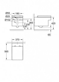 Набір 4 в 1 Grohe Cube Ceramic: підвісний унітаз з сидінням і кришкою + система інсталяції з панеллю змиву 39244CB0
