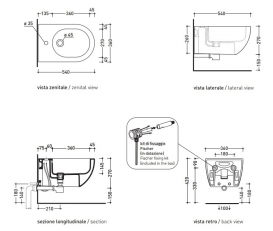 Набір 4 в 1: підвісне біде з кріпленнями + система інсталяції з звукоізоляційним комплектом AP218 + 111.520.00.1 + 111.815.00.1 + 156.050.00.1