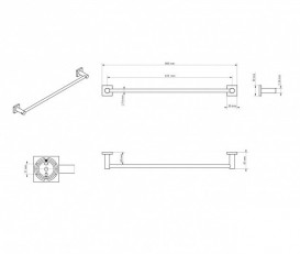 Комплект аксесуарів 6 в 1 Sonia Line для ванної кімнати матове скло/латунь хром 179640