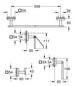 Набір аксесуарів для ванної кімнати Grohe QuickFix Start Cube 4 в 1 суперсталь 41115DC0